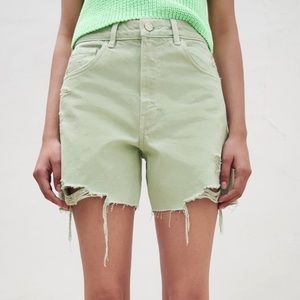 ZARA high rise dad short sage green